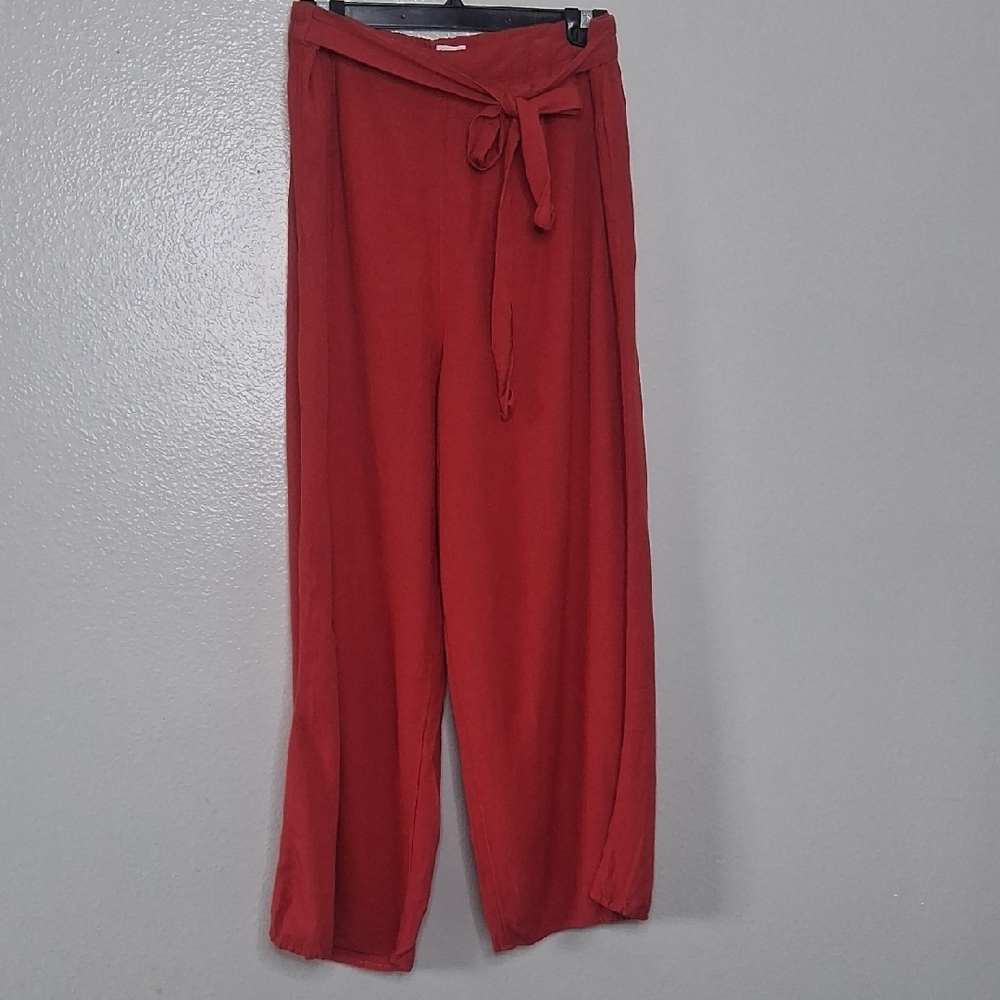 Japna Wide Leg Pants Tie Front Women’s Pull On Burn Orange Size XL